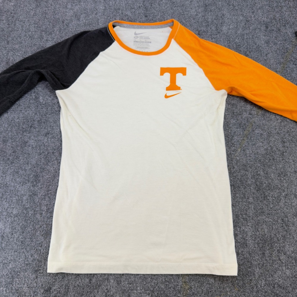 Nike Tennessee Volunteers Raglan Tee Shirt Cream Orange Grey Size XL